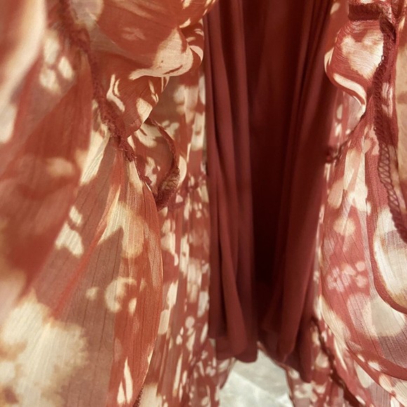 Simply‎ Vera Wang Terra Cotta Leopard Print Floral High-Low Midi Dress Size XS - Picture 10 of 13